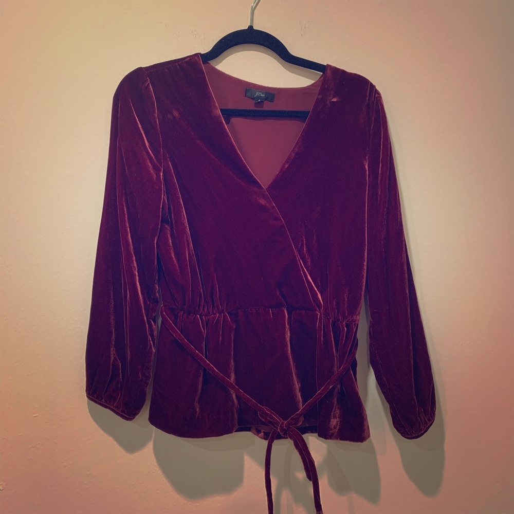J. Crew Maroon Velvet Top Size 4